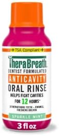 Enjuague Bucal Anticaries TheraBreath con Fluoruro, Sabor Menta Brillante, 1 Litro (33.8 oz) + Tamaño de Viaje, 3 oz - imagen 2
