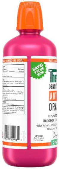 Enjuague Bucal Anticaries TheraBreath con Fluoruro, Sabor Menta Brillante, 1 Litro (33.8 oz) + Tamaño de Viaje, 3 oz - imagen 4