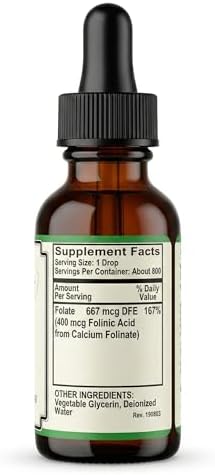AlchePharma Folato Líquido [667 mcg DFE, 400 mcg de Ácido Folínico] 800 Porciones - imagen 4