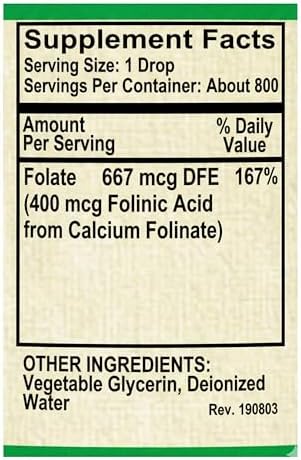 AlchePharma Folato Líquido [667 mcg DFE, 400 mcg de Ácido Folínico] 800 Porciones - imagen 6
