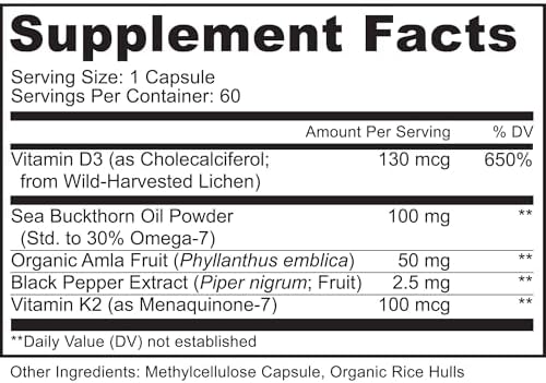 MoxyVites Vitamina D3 K2 5000 IU – Alta Absorción D3 + K2 MK-7 con Aceite de Espino Amarillo y Omega-7 – Soporte Óseo, Cardiaco e Inmunológico para - imagen 2