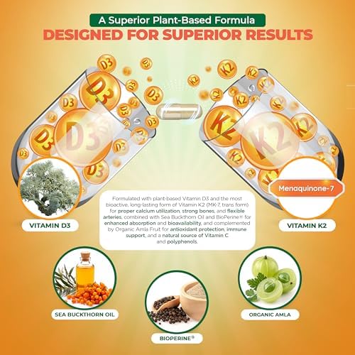 MoxyVites Vitamina D3 K2 5000 IU – Alta Absorción D3 + K2 MK-7 con Aceite de Espino Amarillo y Omega-7 – Soporte Óseo, Cardiaco e Inmunológico para - imagen 3