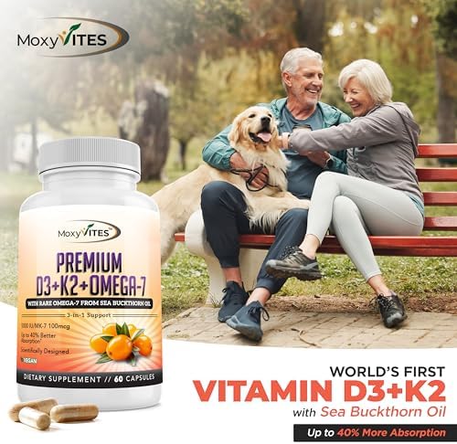 MoxyVites Vitamina D3 K2 5000 IU – Alta Absorción D3 + K2 MK-7 con Aceite de Espino Amarillo y Omega-7 – Soporte Óseo, Cardiaco e Inmunológico para - imagen 8