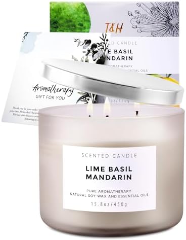 Vela Aromática de Soja de 3 Mechas Lime Basil Mandarin | 15.8 oz | Fragancia Cítrica Herbal Fresca | Larga Duración y Limpia | Ideal para Regalo - imagen 6