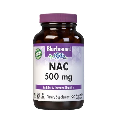 Suplemento de NAC Bluebonnet N-Acetil-L-Cisteína 500 mg - Antioxidante para la Salud Celular y Soporte Inmunológico - 90 Cápsulas Vegetales Sin OGM, - imagen 5