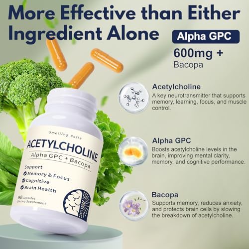 Suplementos de Acetilcolina con Alpha GPC 600mg y Bacopa – Apoyo Cognitivo para Adultos y Personas Mayores – Mejora la Memoria, Concentración y Salud - imagen 3
