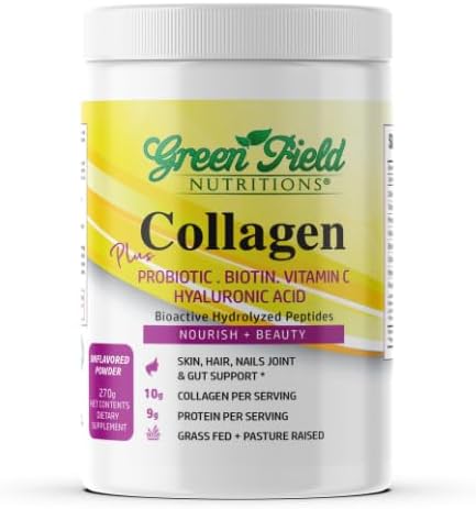 Colágeno Hidrolizado Halal Greenfield Nutrition - 9g de Proteína Halal, Probióticos, Biotina, Ácido Hialurónico y Vitamina C - 277g para Mujeres y - imagen 1
