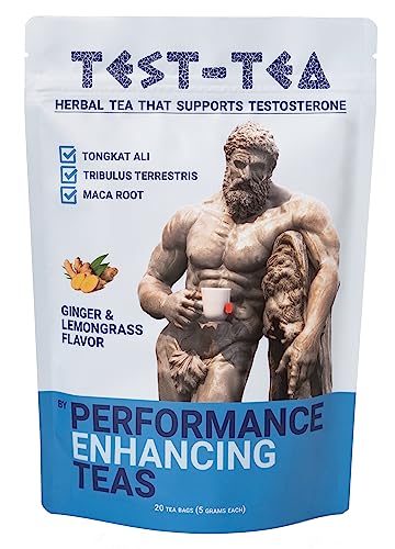 Test-Tea | Té Herbal Aumentador de Testosterona para Hombres | Sabor Jengibre y Hierba Limón | Bolsa de 20 Paquetes | con Tongkat Ali, Tribulus - imagen 1