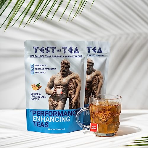 Test-Tea | Té Herbal Aumentador de Testosterona para Hombres | Sabor Jengibre y Hierba Limón | Bolsa de 20 Paquetes | con Tongkat Ali, Tribulus - imagen 4