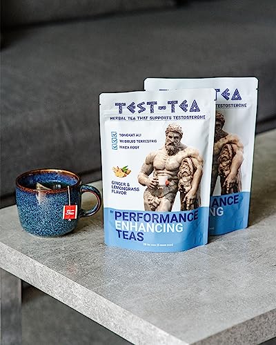 Test-Tea | Té Herbal Aumentador de Testosterona para Hombres | Sabor Jengibre y Hierba Limón | Bolsa de 20 Paquetes | con Tongkat Ali, Tribulus - imagen 6