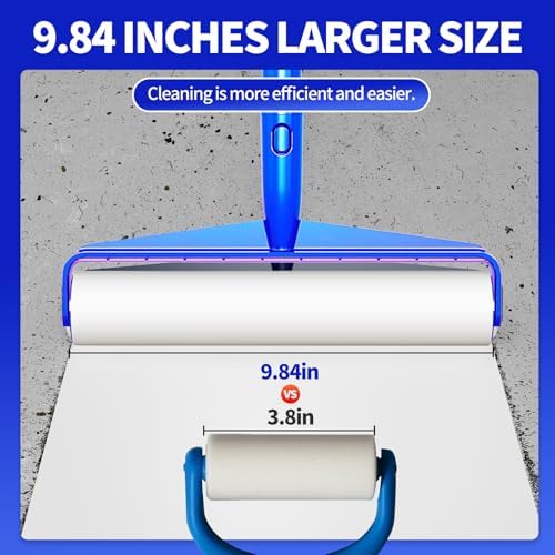 Rodillo Adhesivo Extra Grande de 9.84, Mango Largo de 58.3 para Quitar Pelusa, 7 Rodillos para Ropa, Pelo de Mascotas, Muebles y Limpieza de Paredes - imagen 4