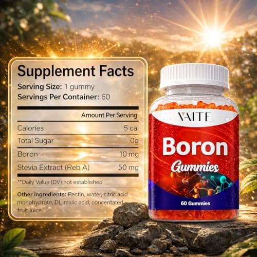 Suplemento de Boro para Hombres y Mujeres – Gomas de 10mg – Veganas, No Transgénicas, Sin Gluten – Apoya la Fuerza Ósea, Flexibilidad Articular y - imagen 3