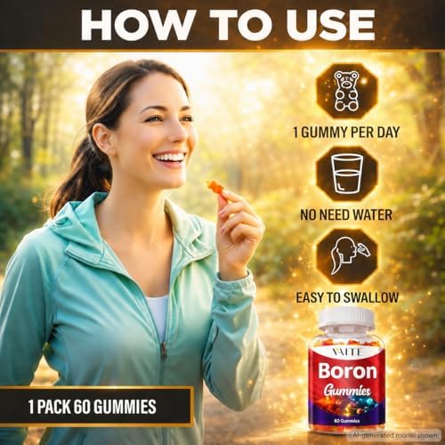 Suplemento de Boro para Hombres y Mujeres – Gomas de 10mg – Veganas, No Transgénicas, Sin Gluten – Apoya la Fuerza Ósea, Flexibilidad Articular y - imagen 4