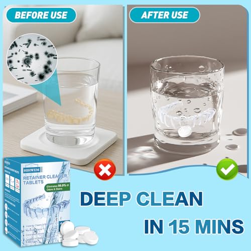 Tabletas Limpiadoras para Retenedores, Limpiador Efervescente para Dentaduras - 120 Piezas, Suministro para 4 Meses, Elimina Manchas y Olores para - imagen 2