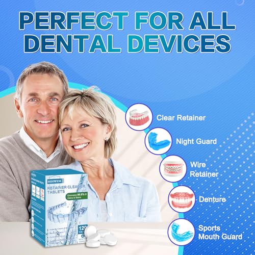 Tabletas Limpiadoras para Retenedores, Limpiador Efervescente para Dentaduras - 120 Piezas, Suministro para 4 Meses, Elimina Manchas y Olores para - imagen 3