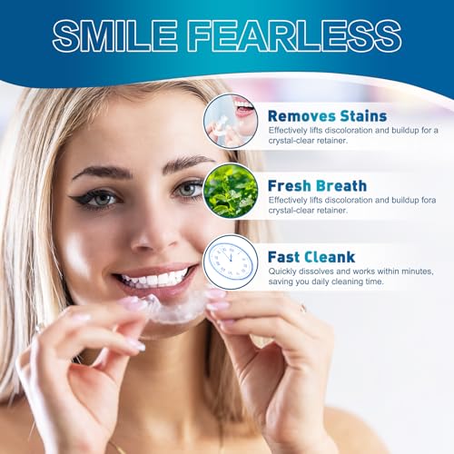 Tabletas Limpiadoras para Retenedores, Limpiador Efervescente para Dentaduras - 120 Piezas, Suministro para 4 Meses, Elimina Manchas y Olores para - imagen 5