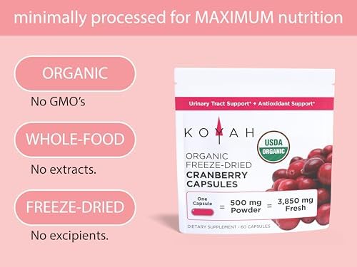 KOYAH - Cápsulas Orgánicas de Arándano - Frutas Enteras Liofilizadas - 500 mg por Cápsula - Soporte para el Tracto Urinario y Antioxidante - 60 - imagen 3