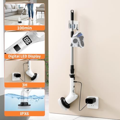 Limpiador Eléctrico de Baño con Cepillo Giratorio Inalámbrico - Cepillo Eléctrico para Azulejos, Bañera, Cocina y Paredes - imagen 5
