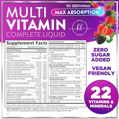 Multivitamínico Líquido Sin Azúcar - Multivitamínico Diario para Mujeres, Hombres y Niños, Vitaminas A, C, D, B-12, Biotina y Zinc - Promueve el - imagen 2
