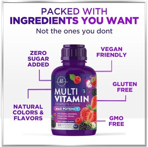 Multivitamínico Líquido Sin Azúcar - Multivitamínico Diario para Mujeres, Hombres y Niños, Vitaminas A, C, D, B-12, Biotina y Zinc - Promueve el - imagen 5
