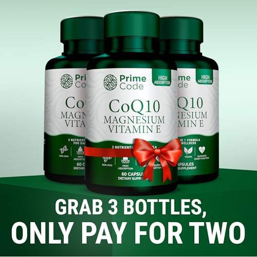 Code [3 en 1] CoQ10 250mg con Magnesio Glicinato y Vitamina E | Cápsulas de CoQ10 250mg | Magnesio Glicinato 200mg | Vitamina E 15mg | Sin OGM | - imagen 3