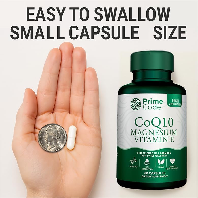 Code [3 en 1] CoQ10 250mg con Magnesio Glicinato y Vitamina E | Cápsulas de CoQ10 250mg | Magnesio Glicinato 200mg | Vitamina E 15mg | Sin OGM | - imagen 5