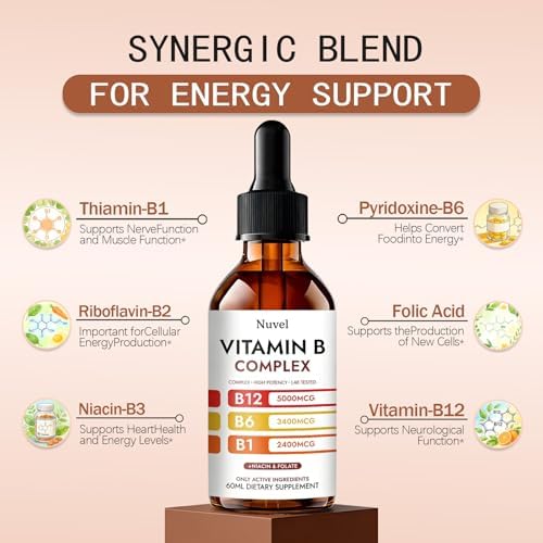 Gotas de Complejo de Vitaminas B SIZRCSM Nuvel con B12, B1, B6 - Suplemento Líquido 5 en 1 para el Bienestar Diario - imagen 2