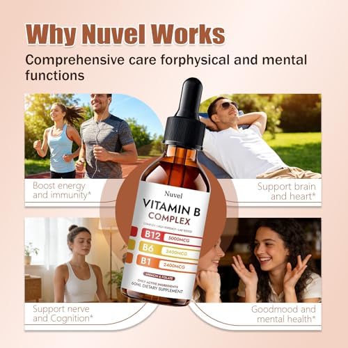 Gotas de Complejo de Vitaminas B SIZRCSM Nuvel con B12, B1, B6 - Suplemento Líquido 5 en 1 para el Bienestar Diario - imagen 3