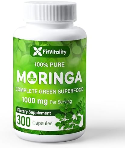 Cápsulas de Moringa | 300 Cápsulas | Moringa Oleifera | 100% Puras y Naturales | Suplemento Sin OGM y Sin Gluten | Superalimento Verde Completo | - imagen 1