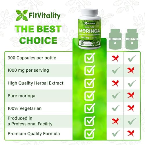 Cápsulas de Moringa | 300 Cápsulas | Moringa Oleifera | 100% Puras y Naturales | Suplemento Sin OGM y Sin Gluten | Superalimento Verde Completo | - imagen 6