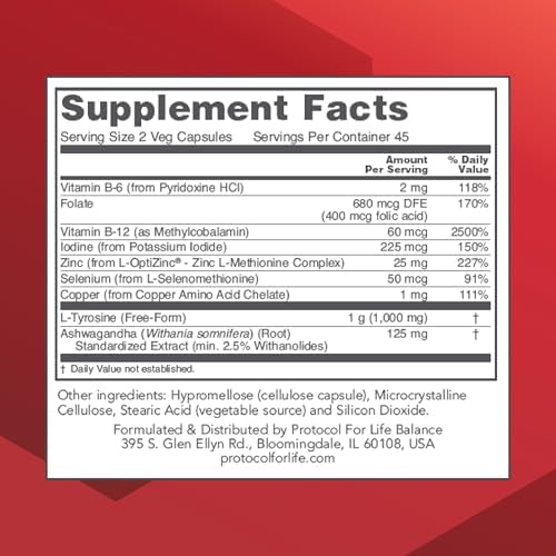 PROTOCOL FOR LIFE BALANCE Ortho Thyroid - Apoya la Función Saludable de la Tiroides* - con Ashwagandha, Zinc y Selenio - 90 Cápsulas Veganas Non-GMO - imagen 2
