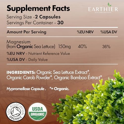 Cápsulas Veganas de Magnesio Orgánico, Fuente de Alimentos Integrales y Certificadas por Soil Association - imagen 2