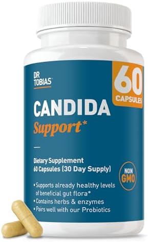 Dr. Tobias Soporte para Cándida, Complejo de Equilibrio de Flora Intestinal con Orégano, Ácido Caprílico, Enzimas y Probióticos, 60 Cápsulas, 30 - imagen 1