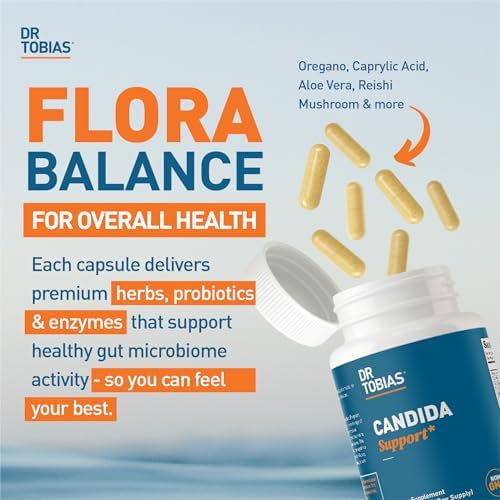 Dr. Tobias Soporte para Cándida, Complejo de Equilibrio de Flora Intestinal con Orégano, Ácido Caprílico, Enzimas y Probióticos, 60 Cápsulas, 30 - imagen 2