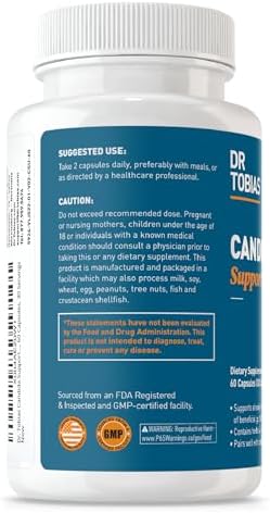 Dr. Tobias Soporte para Cándida, Complejo de Equilibrio de Flora Intestinal con Orégano, Ácido Caprílico, Enzimas y Probióticos, 60 Cápsulas, 30 - imagen 8
