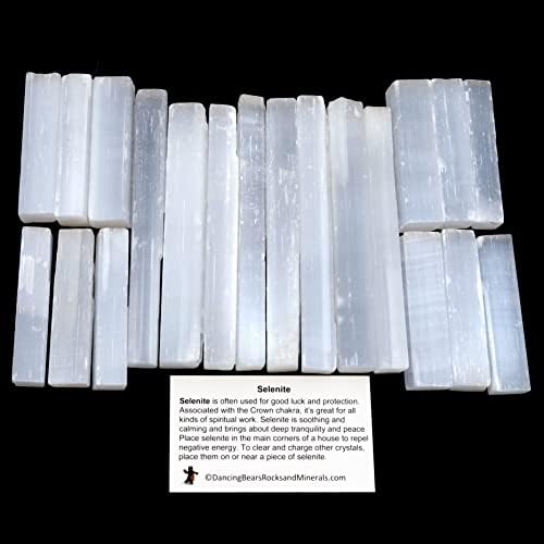 Bastones de Selenita Pequeños DANCING BEAR de 2 Libras - Premium, Seleccionados a Mano, Incluye Tourmalina Negra y Tarjetas Educativas, Reiki, - imagen 1