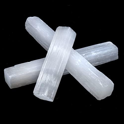 Bastones de Selenita Pequeños DANCING BEAR de 2 Libras - Premium, Seleccionados a Mano, Incluye Tourmalina Negra y Tarjetas Educativas, Reiki, - imagen 4
