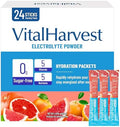 VitalHarvest 24 Paquetes de Polvo de Electrolitos Sin Azúcar, 7 Sabores, Hidratación Líquida, Mezcla para Bebida Diaria IV, Bajo en Sodio, Toronja - imagen 1