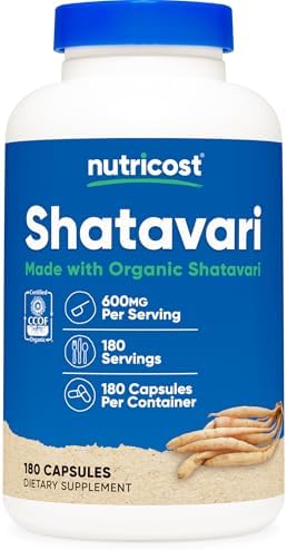 Nutricost Shatavari 600mg, 180 Cápsulas - Certificado CCOF, Orgánico, No GMO, Sin Gluten, Apto para Vegetarianos - imagen 1