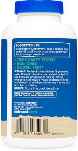Nutricost Shatavari 600mg, 180 Cápsulas - Certificado CCOF, Orgánico, No GMO, Sin Gluten, Apto para Vegetarianos - imagen 4
