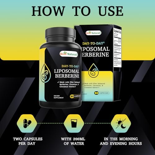 Best Naturals Berberina Liposomal 1200 mg con Bioperine - 90 Cápsulas Veganas con Cromo, Extracto de Canela y Fibra. - imagen 4