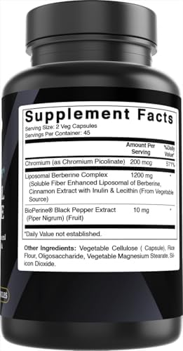 Best Naturals Berberina Liposomal 1200 mg con Bioperine - 90 Cápsulas Veganas con Cromo, Extracto de Canela y Fibra. - imagen 5