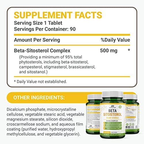 Beta Sitosterol - Tabletas de 500mg - No OGM - Apoyo a la Salud Prostática y Niveles de Colesterol Saludables - Complejo de Fitosteroles - Esteroles - imagen 2