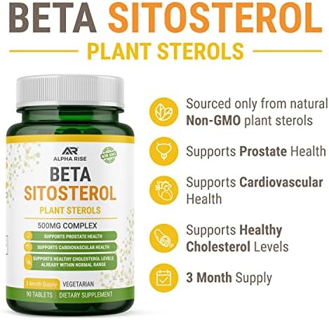 Beta Sitosterol - Tabletas de 500mg - No OGM - Apoyo a la Salud Prostática y Niveles de Colesterol Saludables - Complejo de Fitosteroles - Esteroles - imagen 3