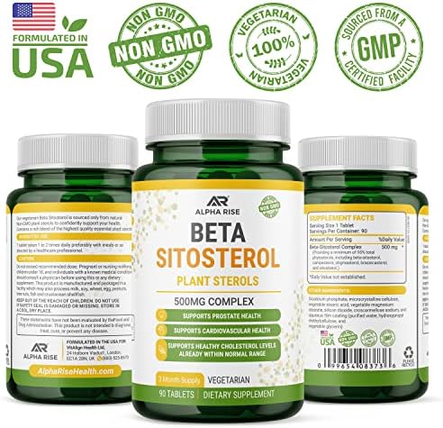 Beta Sitosterol - Tabletas de 500mg - No OGM - Apoyo a la Salud Prostática y Niveles de Colesterol Saludables - Complejo de Fitosteroles - Esteroles - imagen 6
