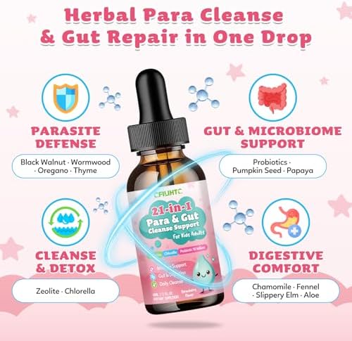 Limpieza de Parásitos 21 en 1 para Humanos y Niños – Ajenjo, Nogal Negro, Semilla de Calabaza, Probióticos 10 Mil millones CFU, Suplemento Digestivo, - imagen 3