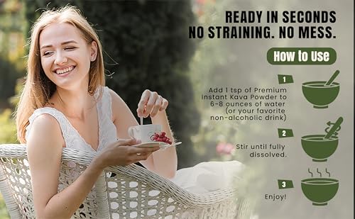 Kava Calm 100% Extracto de Raíz en Polvo Natural Instantáneo, 1oz, Soluble en Agua, Para Todos a Partir de 6 Años - imagen 6