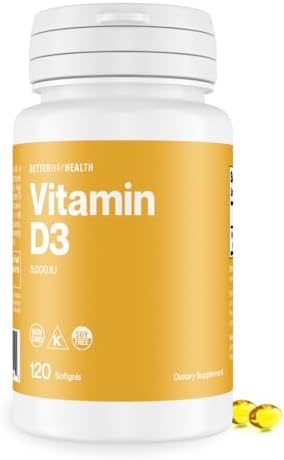 Suplemento de Vitamina D3 5000 IU de Better Way Health – Softgels de alta potencia para salud inmune y ósea – No GMO, sin lácteos, 120 softgels - imagen 1