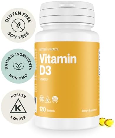 Suplemento de Vitamina D3 5000 IU de Better Way Health – Softgels de alta potencia para salud inmune y ósea – No GMO, sin lácteos, 120 softgels - imagen 2