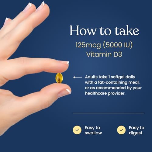 Suplemento de Vitamina D3 5000 IU de Better Way Health – Softgels de alta potencia para salud inmune y ósea – No GMO, sin lácteos, 120 softgels - imagen 6